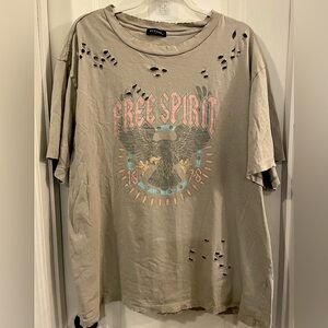 Zutter Distressed Tan T-Shirt like new SZ M/L